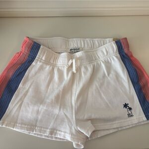 Rip Curl Athletic Shorts in White and Blue with Sporty Stripes